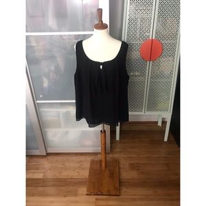 NWT Ellen Tracy Silk Tie Neck Sleeveless Blouse